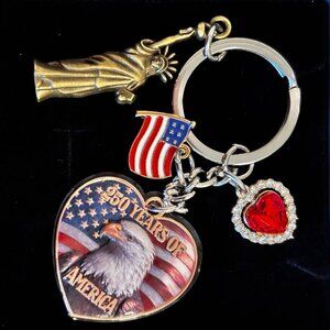 Celebrate the USA 250th Anniversary American Eagle Flag Keychain 1776-2026